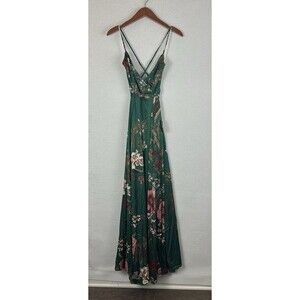 New Lulus Still The One Sleeveless Emerald Green Floral Maxi Dress XS